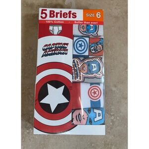 Captain America Briefs Boys Size 6 Multicolor 5 Pack Marvel Superhero NEW